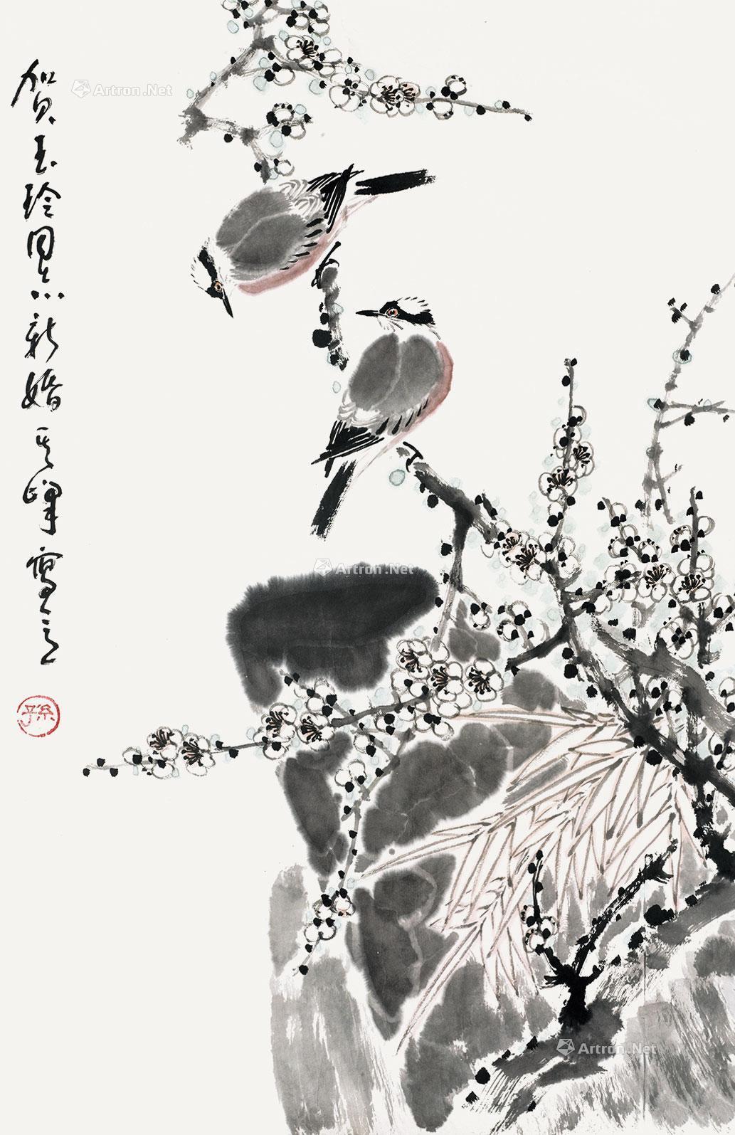 0602 梅花白头翁 软片 纸本