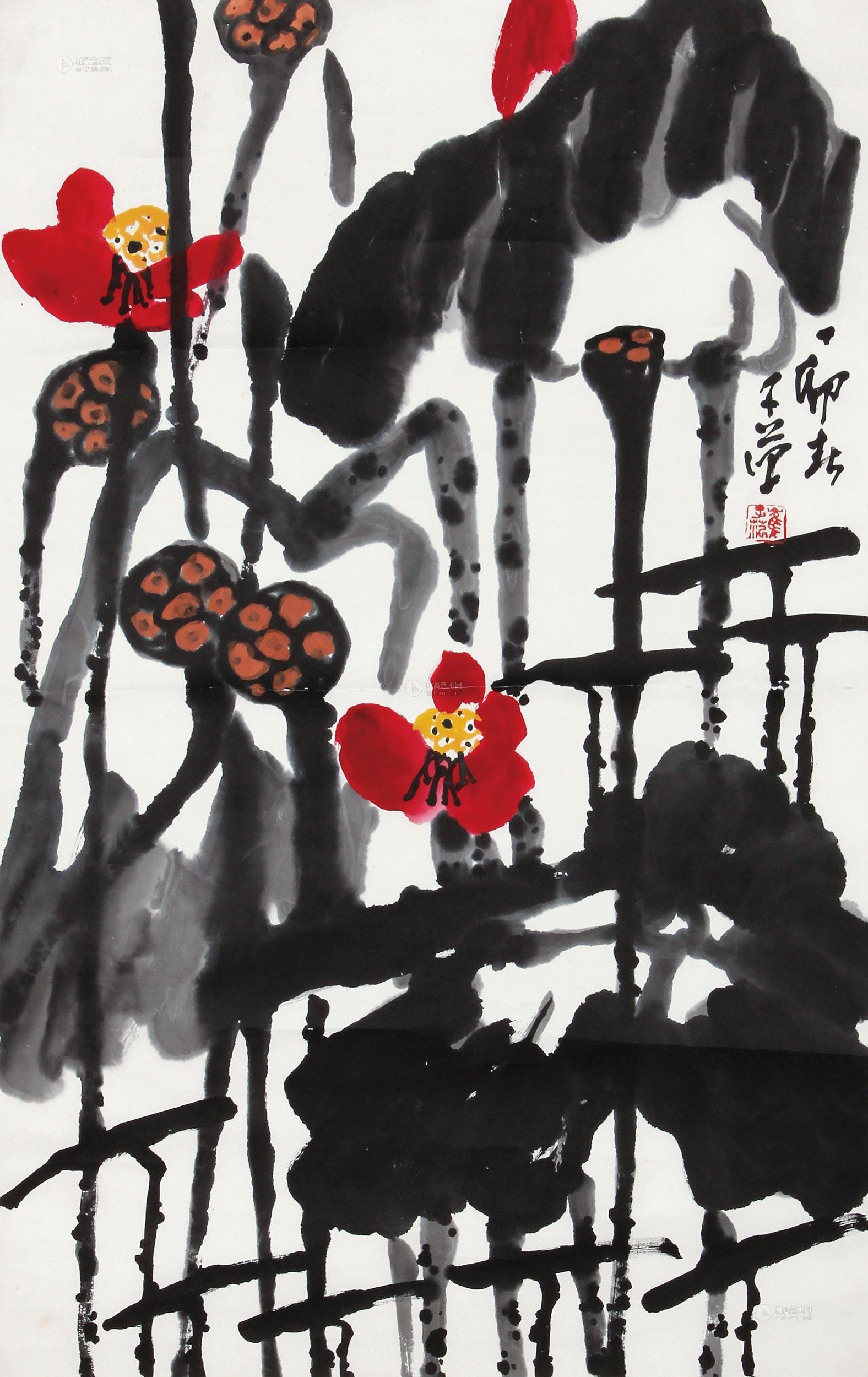 0394 1987年作 红荷 镜片 纸本