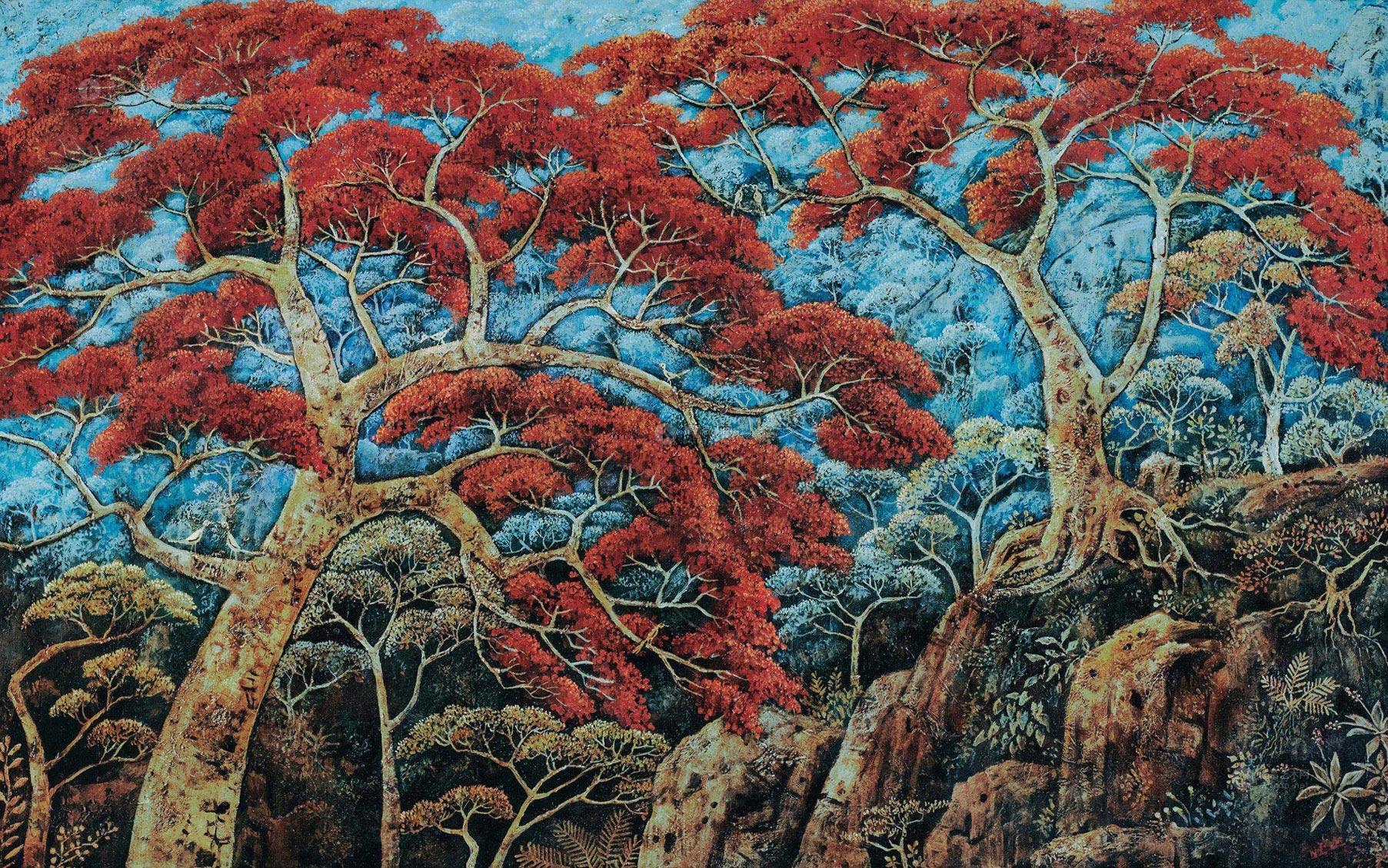 【凤凰木 油彩画布】拍卖品_图片_价格_鉴赏_油画_雅昌艺术品拍卖网