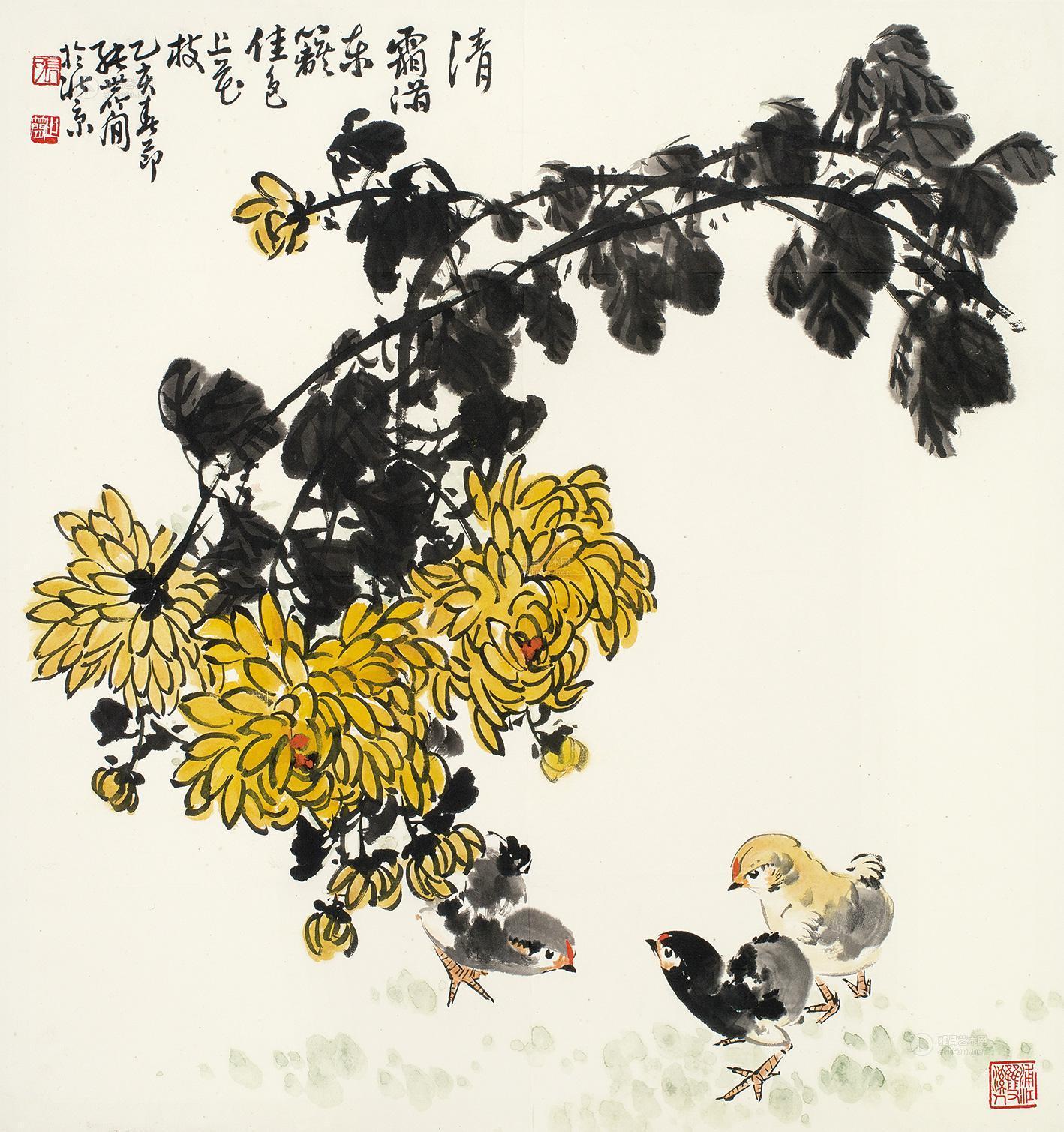 0230 清霜满东篱 镜片 设色纸本