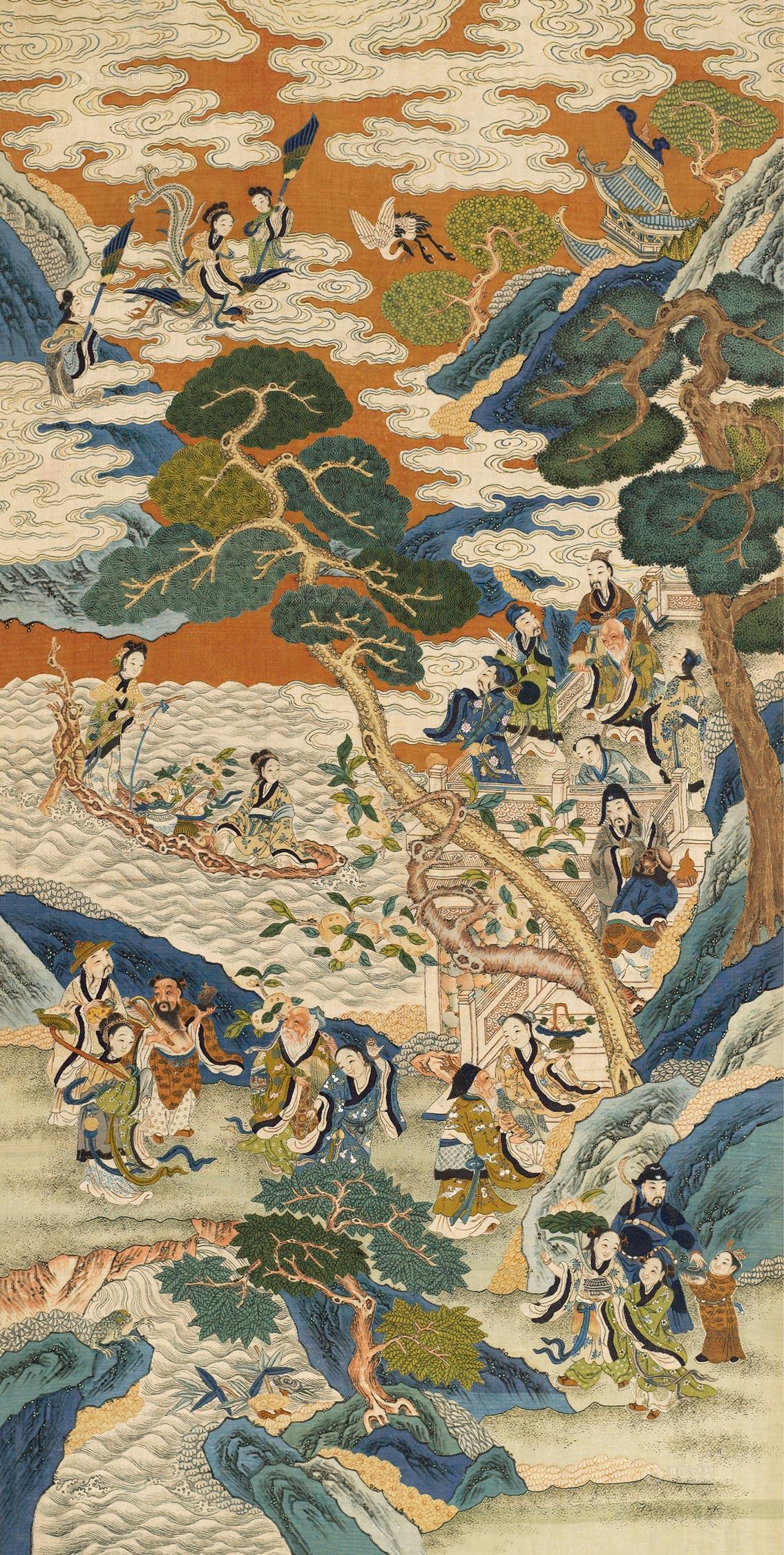 【缂丝群仙祝寿图】拍卖品_图片_价格_鉴赏_工艺品其它_雅昌艺术品