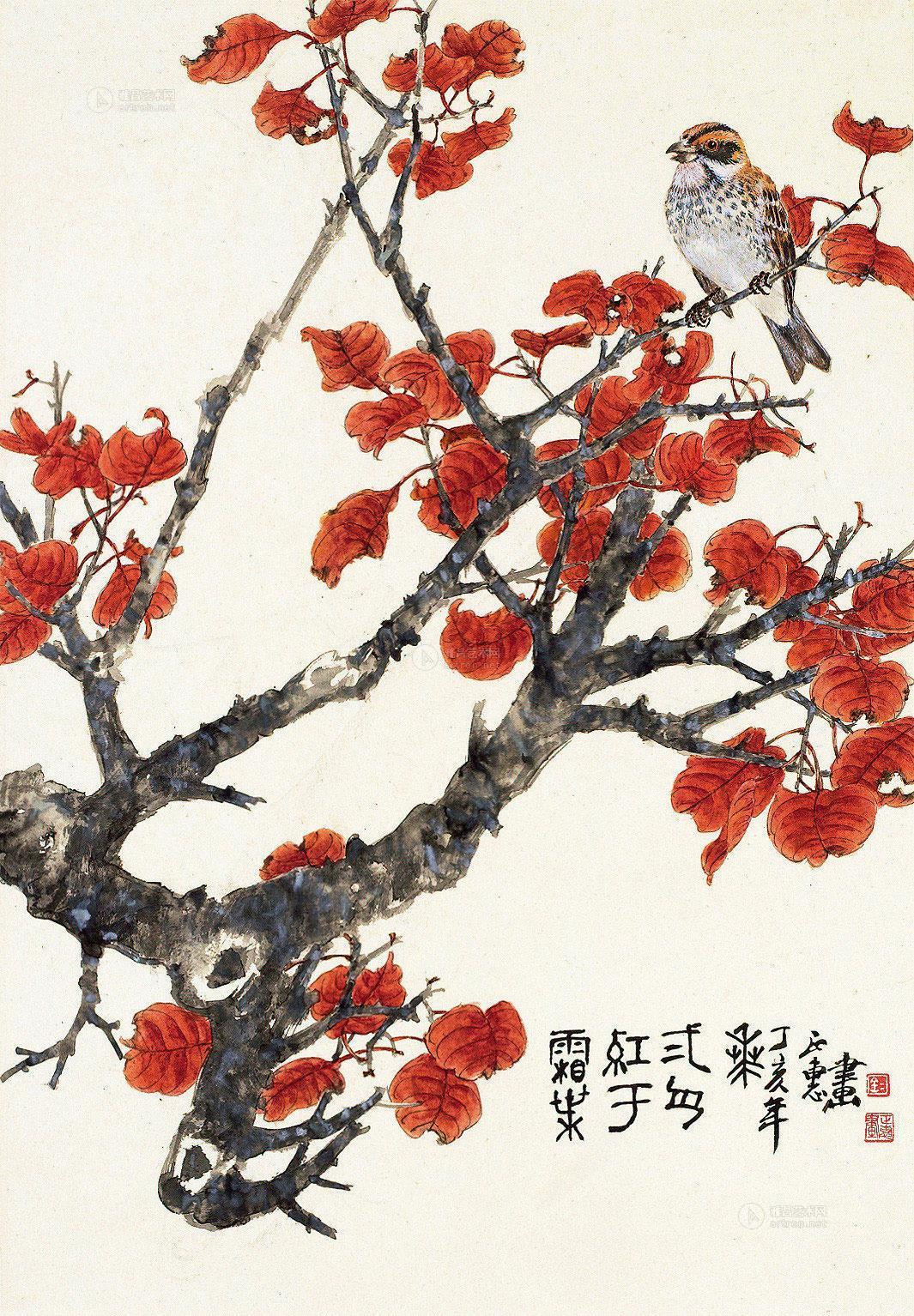 0277 霜叶红于二月花 镜片 设色纸本