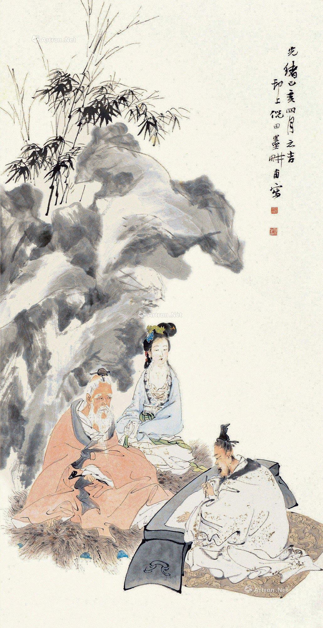 0957 己亥(1899)年作 伏生授经 立轴 设色纸本