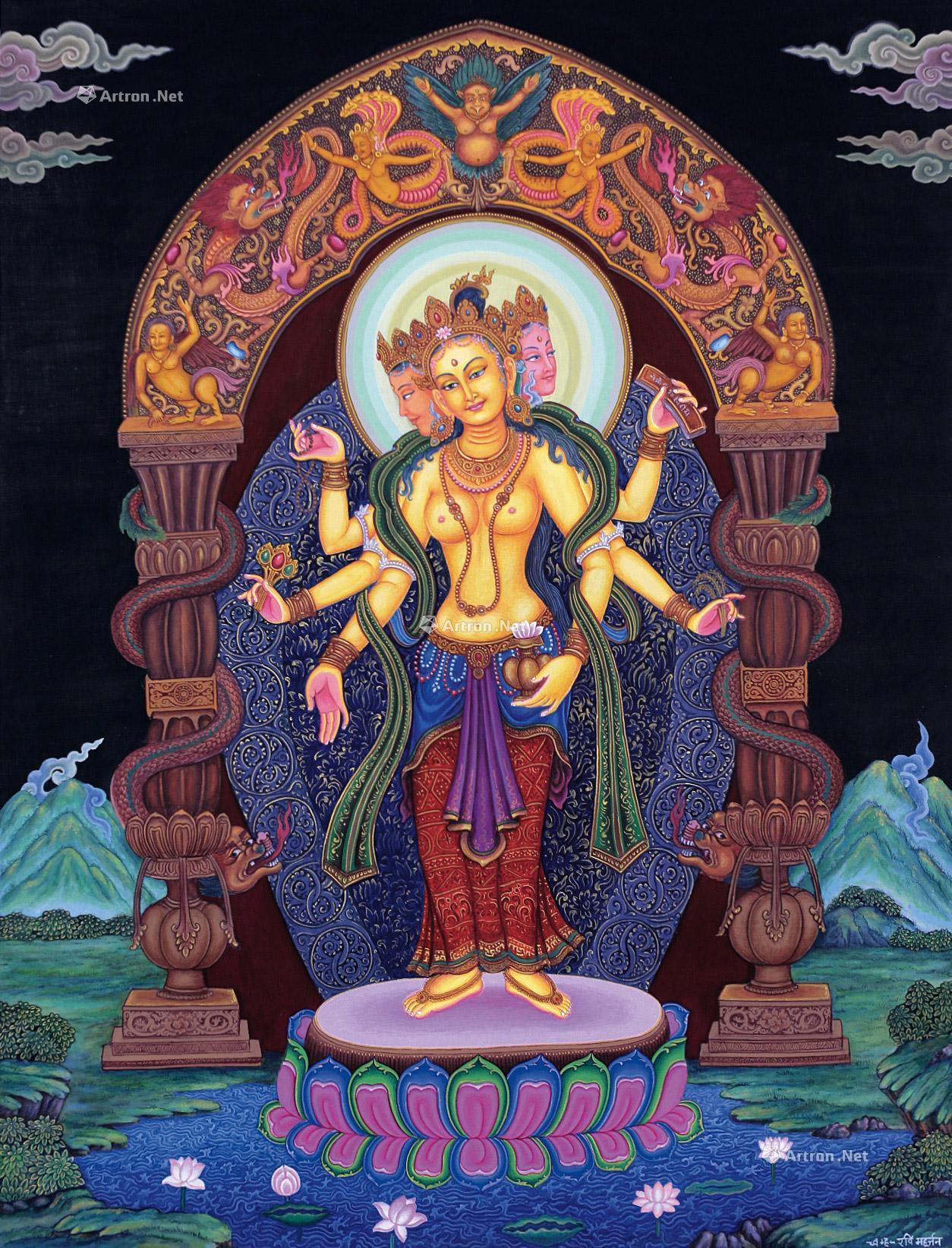 0146 纽瓦丽 六臂观音 唐卡