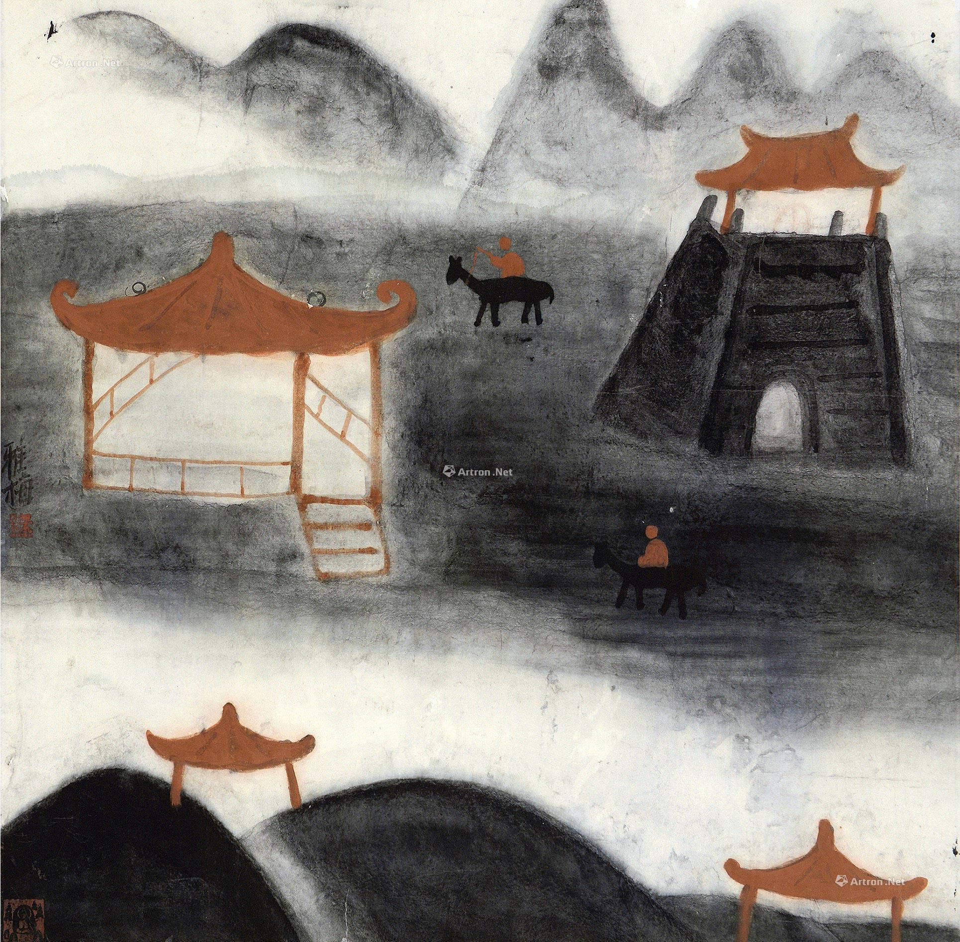 【边塞 立轴 设色纸本】拍卖品_图片_价格_鉴赏_绘画_雅昌艺术品拍卖