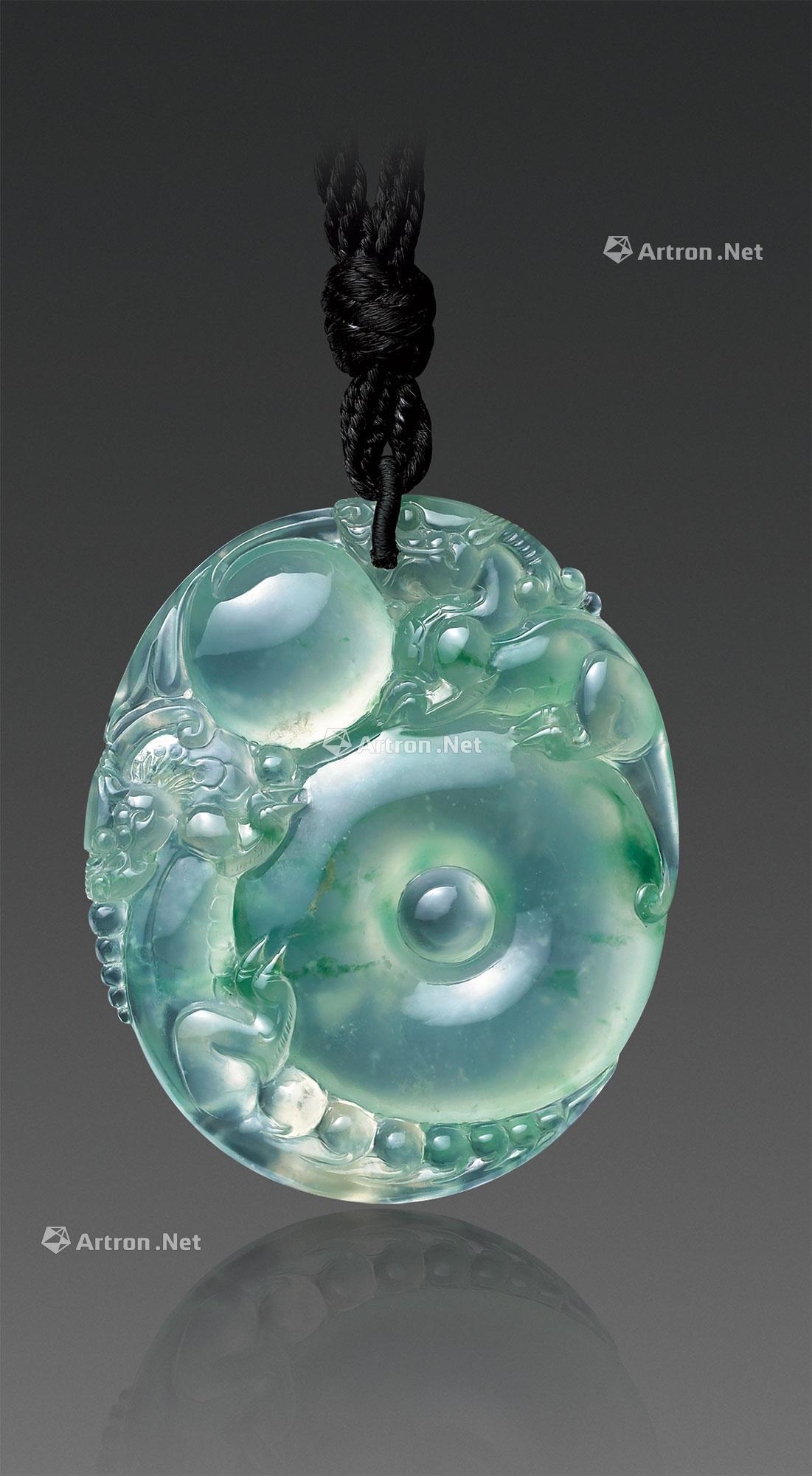 4160 高冰种飘花翡翠双龙牌