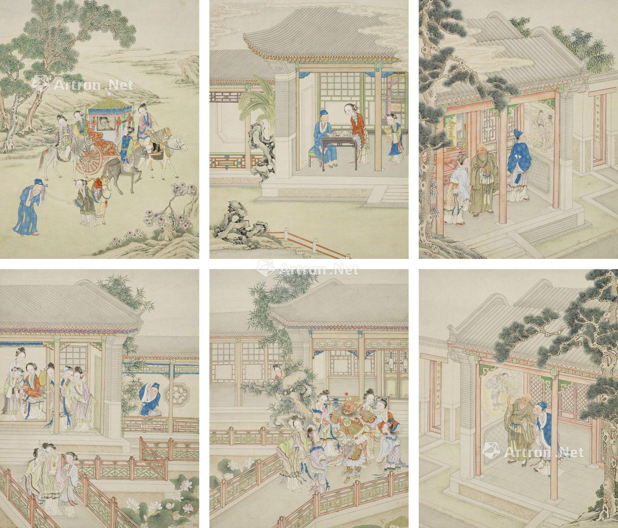 0108 聊斋图说 册页 (十四开) 设色纸本