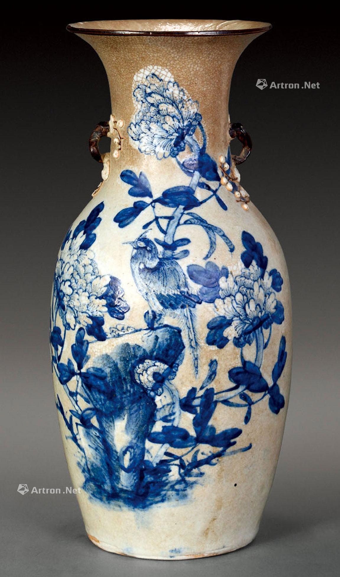 *1906 清光绪 哥瓷青花花卉瓶
