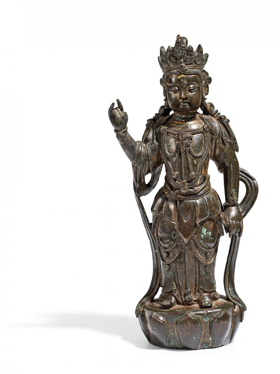 0028 元 13～14世纪 铜观音立像