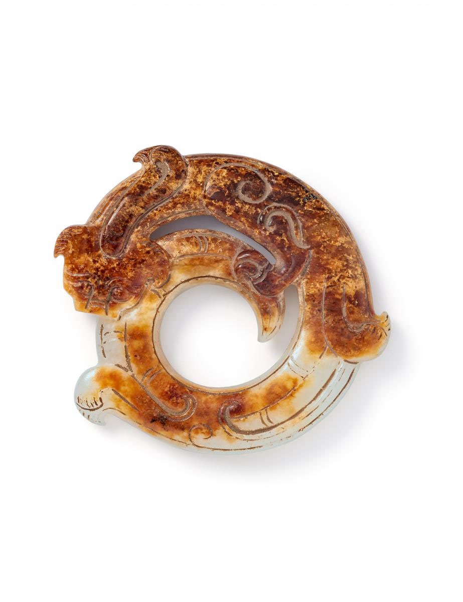 0050 元～明 盘龙羊脂玉挂件