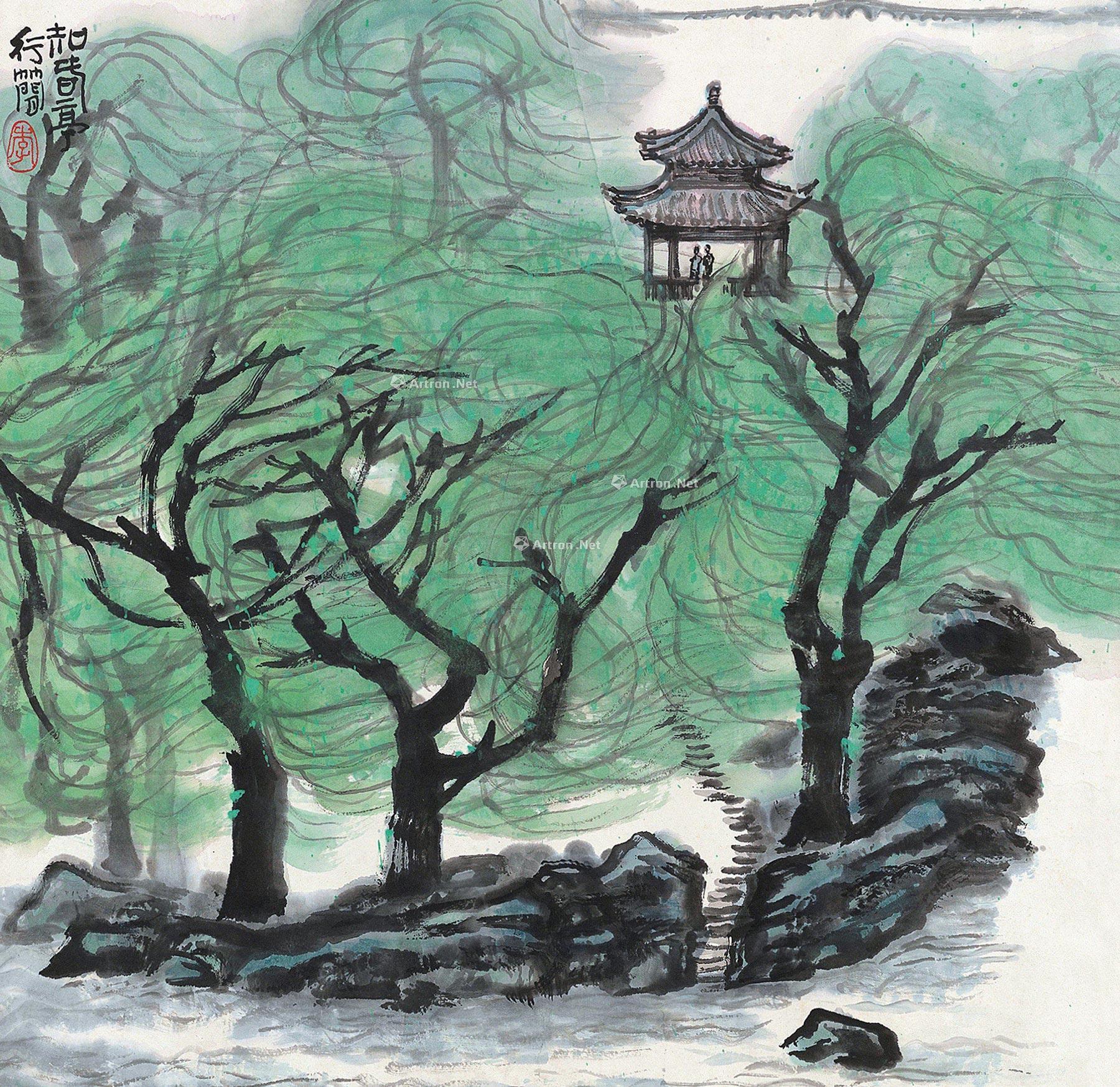 0565 知春亭 镜心 设色纸本