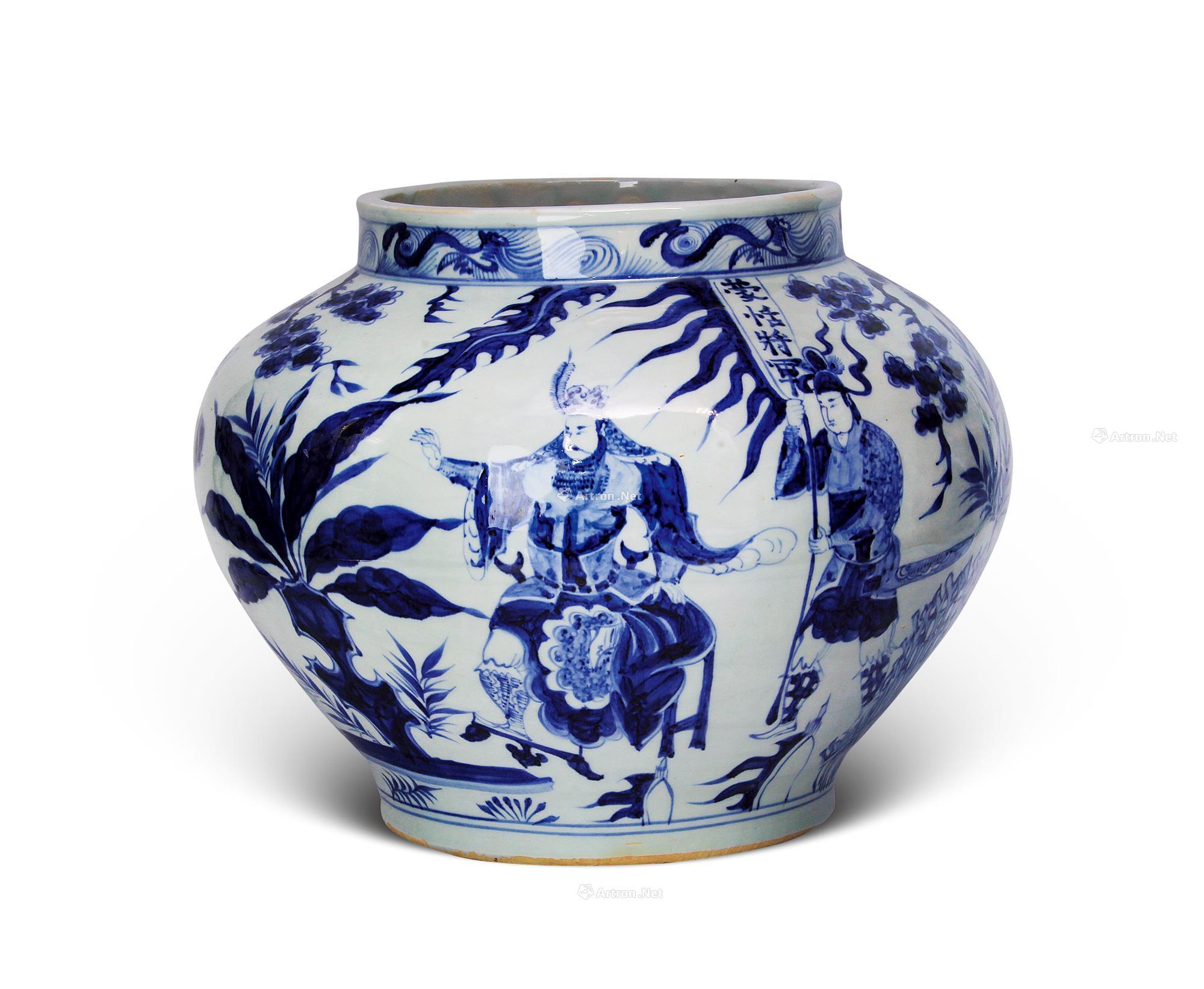 0874 元 青花蒙恬将军图大罐