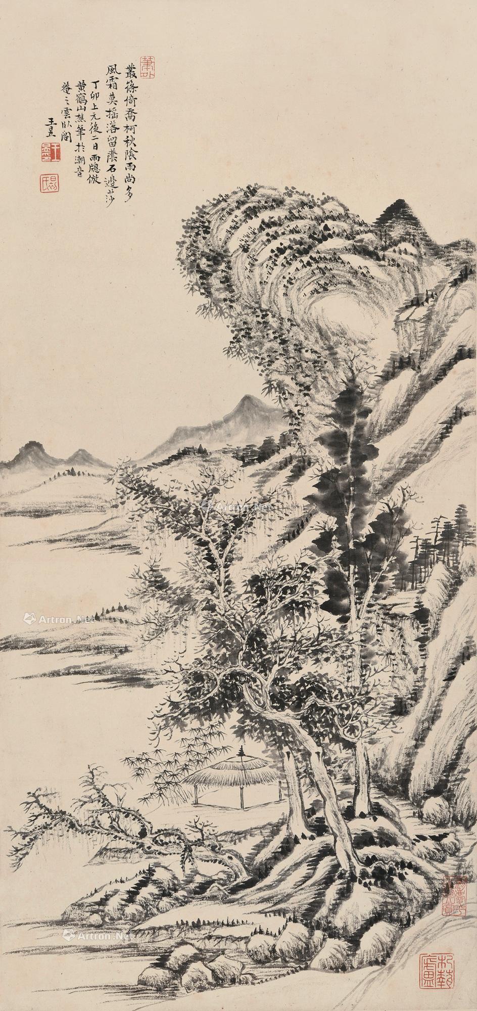 *1521 1747年作 西山亭子 立轴 水墨纸本