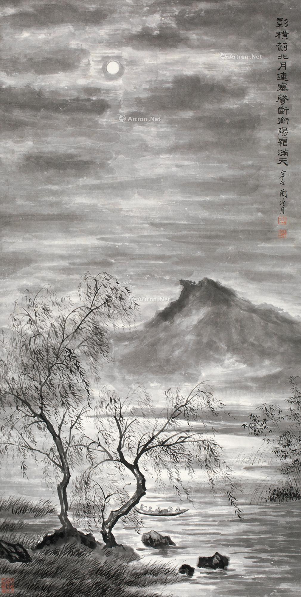 古代夜景山水画图片