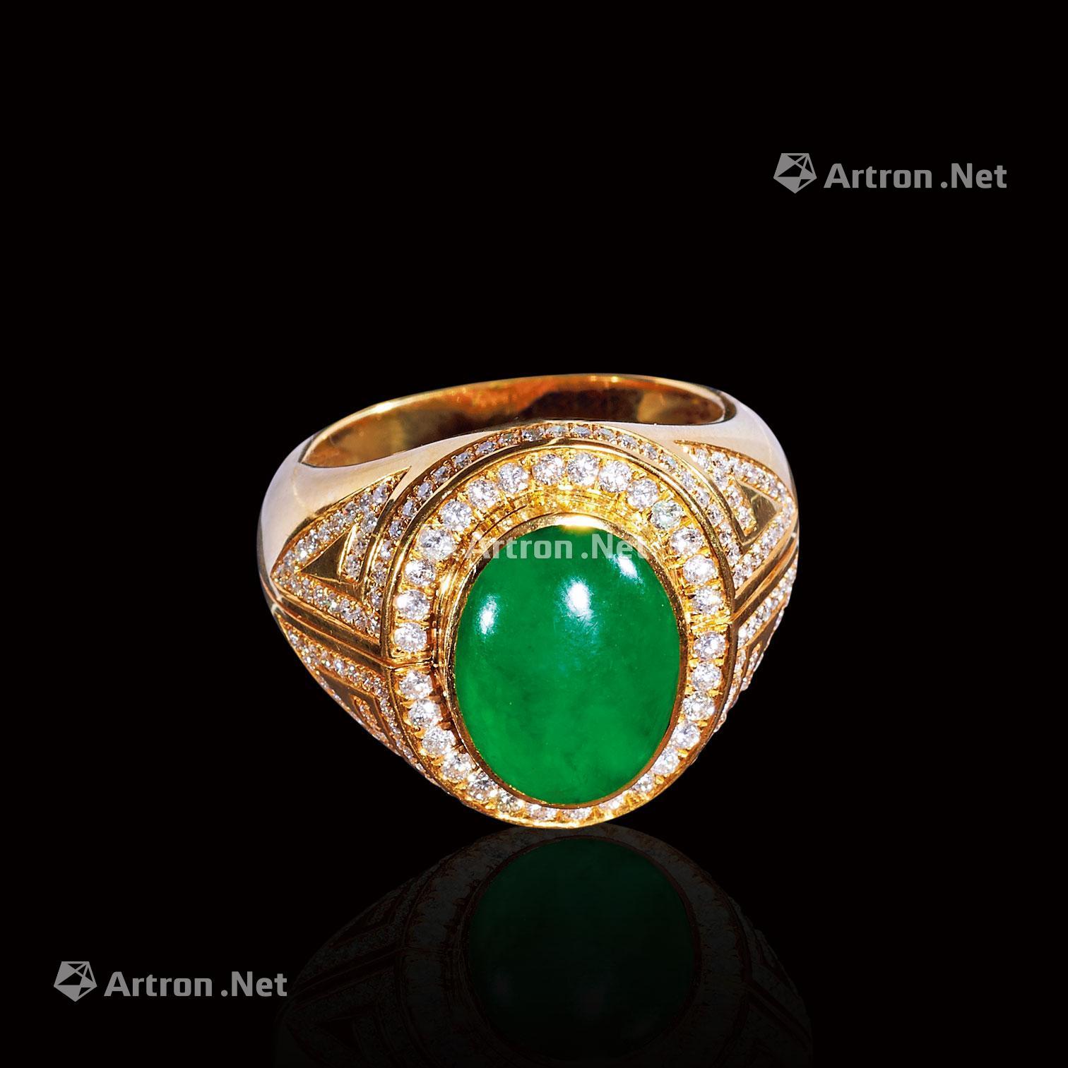 0058 18k金钻翡翠戒指