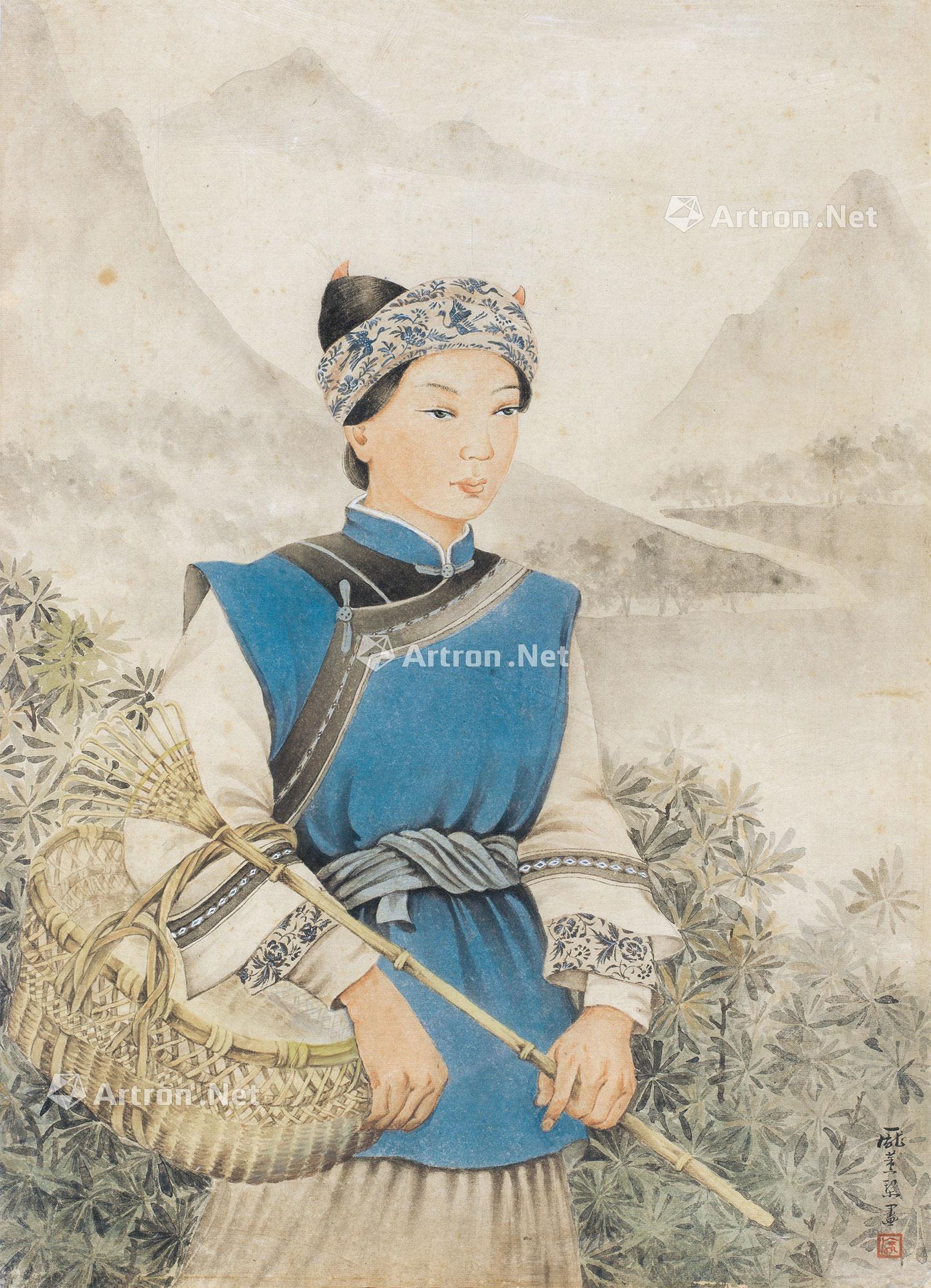 1517 40年代 苗女 水彩 纸本