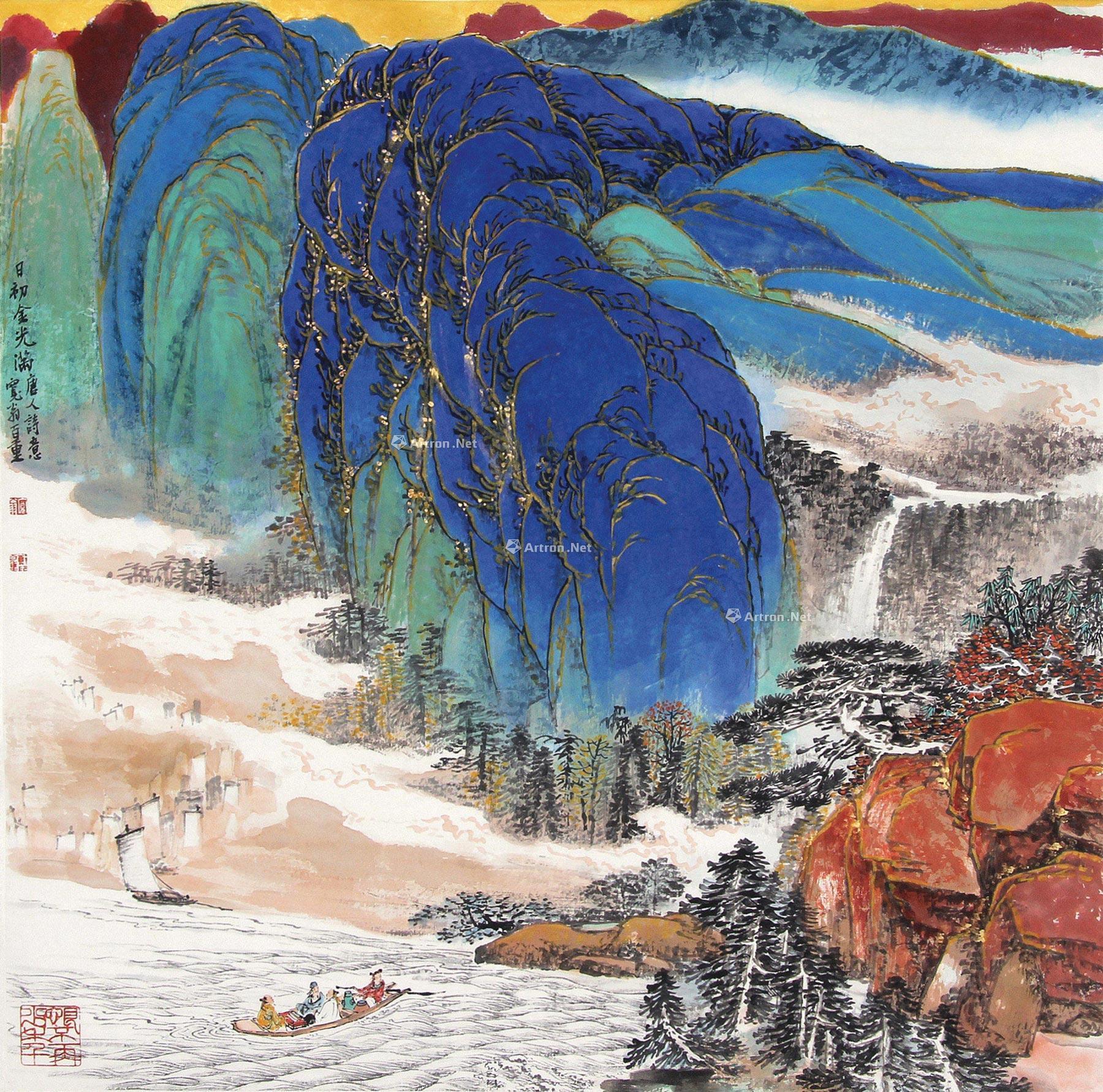 【2014年作 日初金光满 镜框 设色纸本】拍卖品_图片_价格_鉴赏_绘画