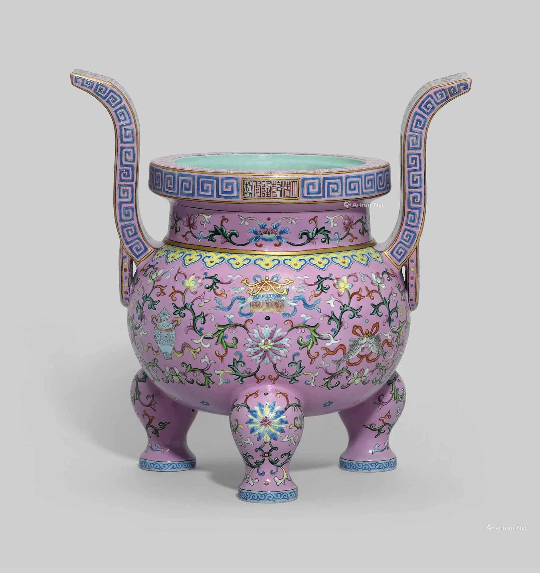 耳三足炉】拍卖品_图片_价格_鉴赏_清代粉彩瓷器_雅昌艺术品拍卖网