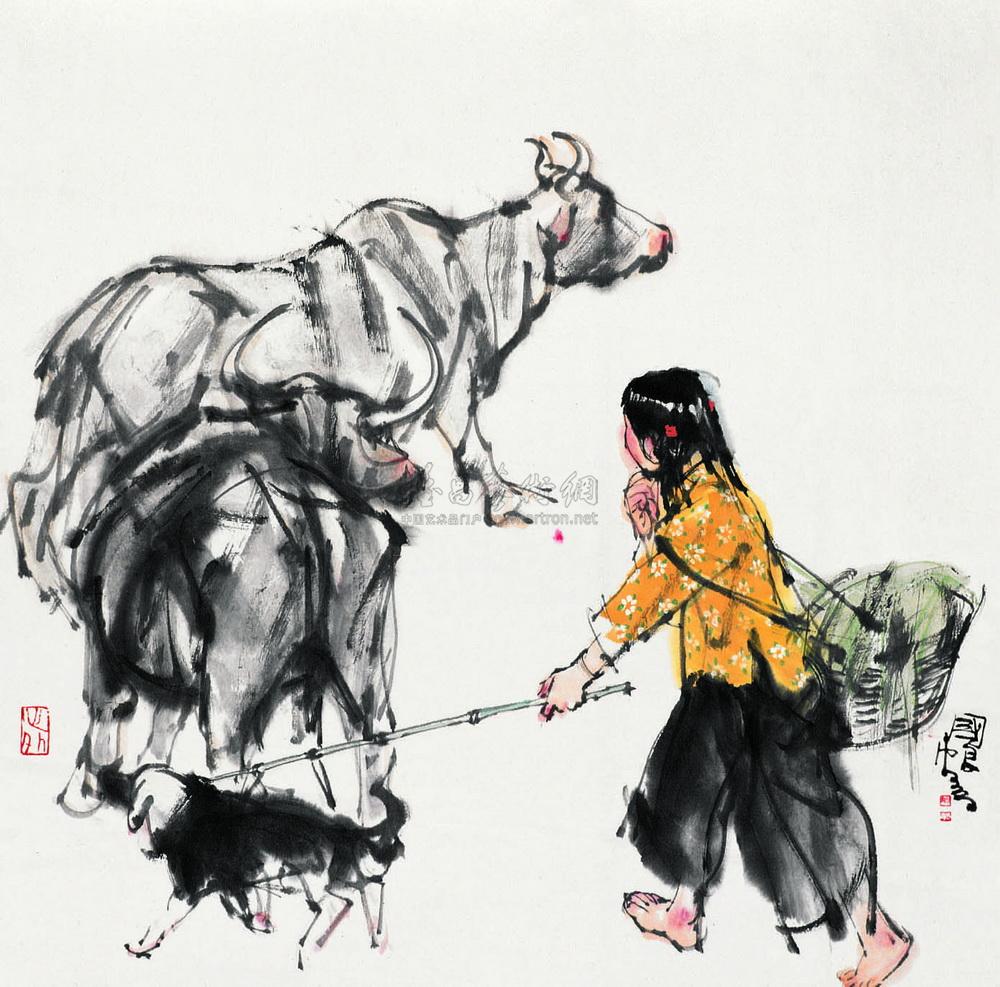 【放牛图 立轴 设色纸本】拍卖品_图片_价格_鉴赏_绘画_雅昌艺术品