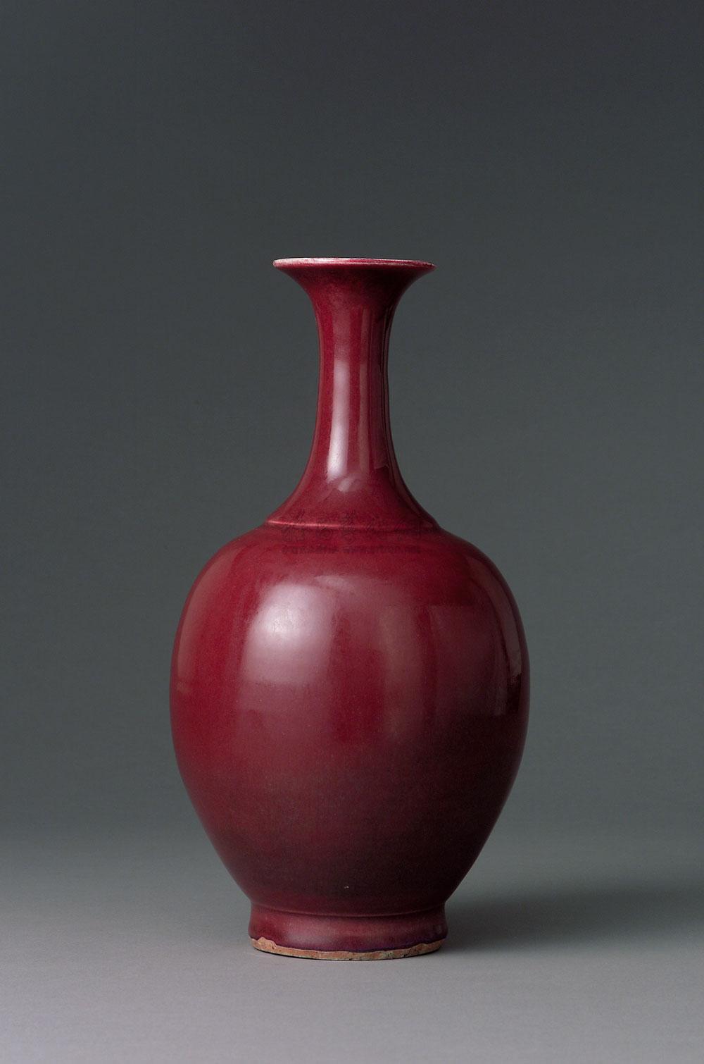 0114 明永乐 窑变祭红釉坠瓶