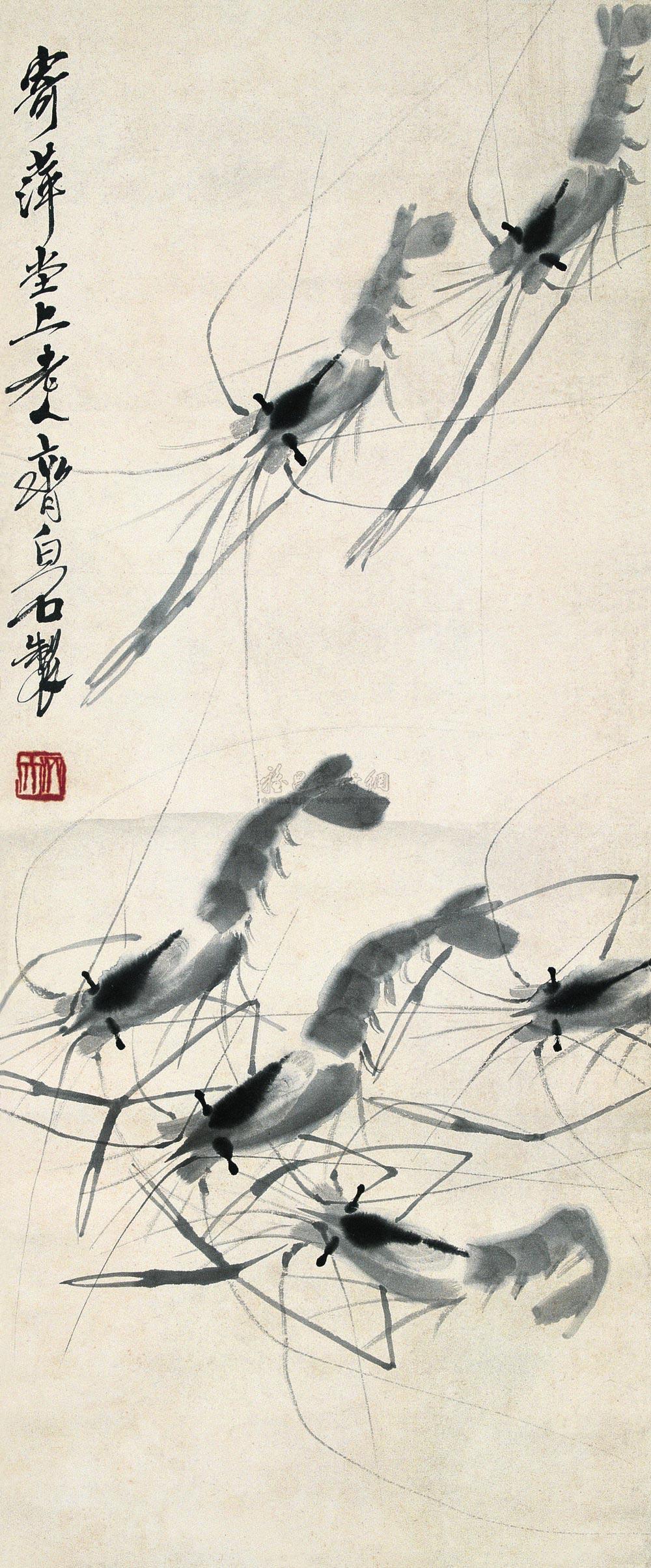 124 六虾图 立轴 水墨纸本