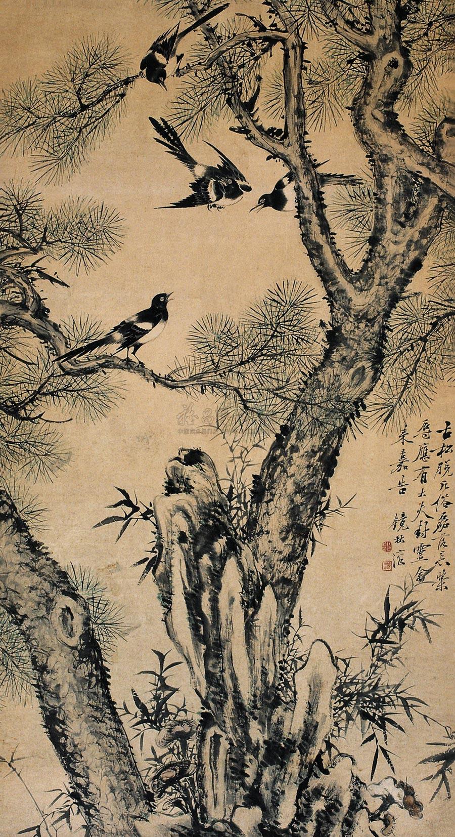 1058 四喜图 轴 设色纸本