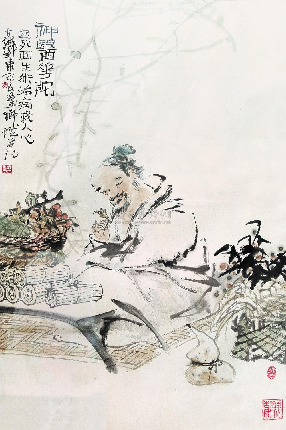 033 神医华佗 镜心 设色纸本