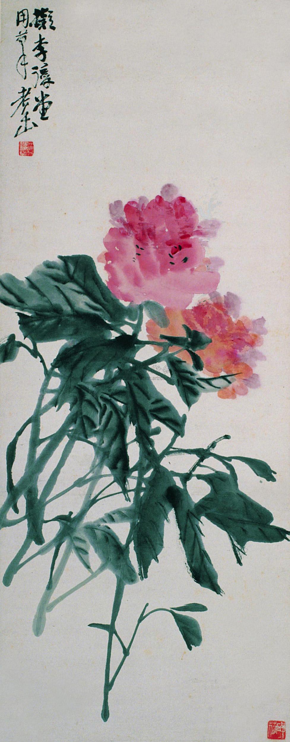 【芍药图 立轴 设色纸本】拍卖品_图片_价格_鉴赏_绘画_雅昌艺术品