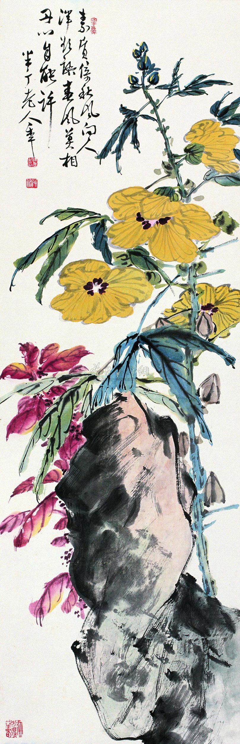 0231 蜀葵 立轴 设色纸本