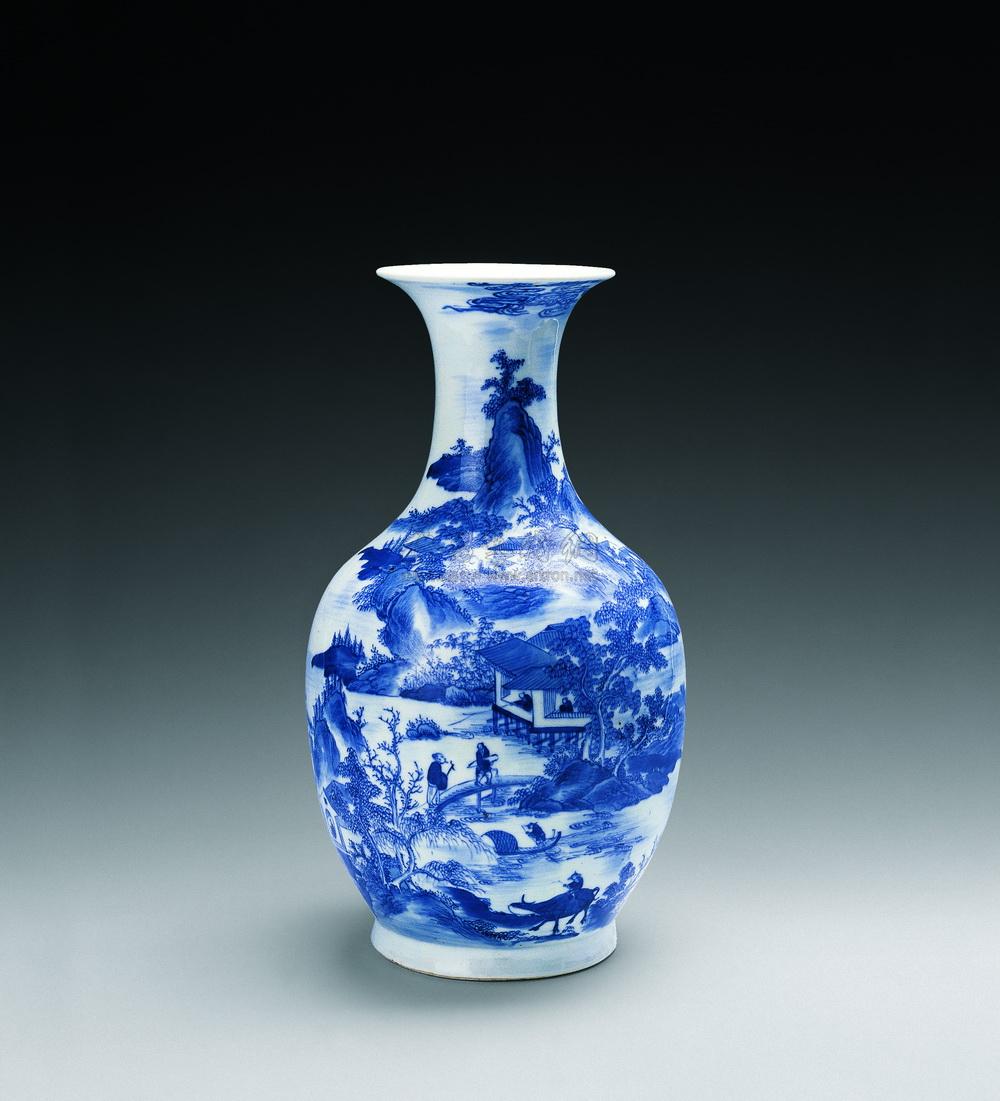 【清光绪 青花山水纹瓶】拍卖品_图片_价格_鉴赏_清代青花瓷器_雅昌