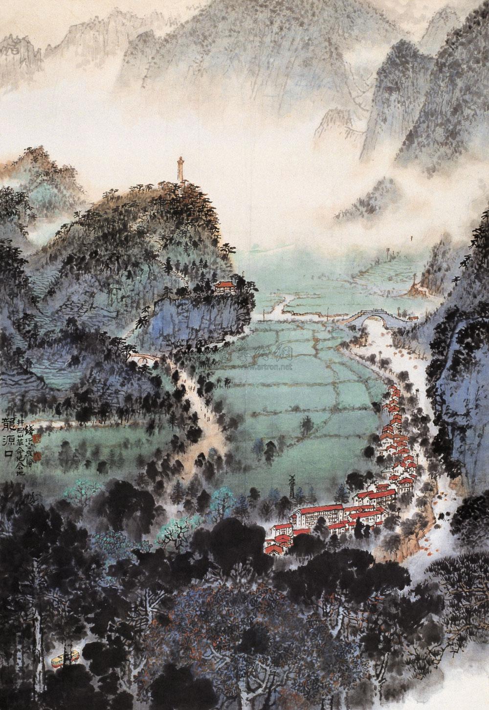 0088 井岗山龙源口 立轴 设色纸本