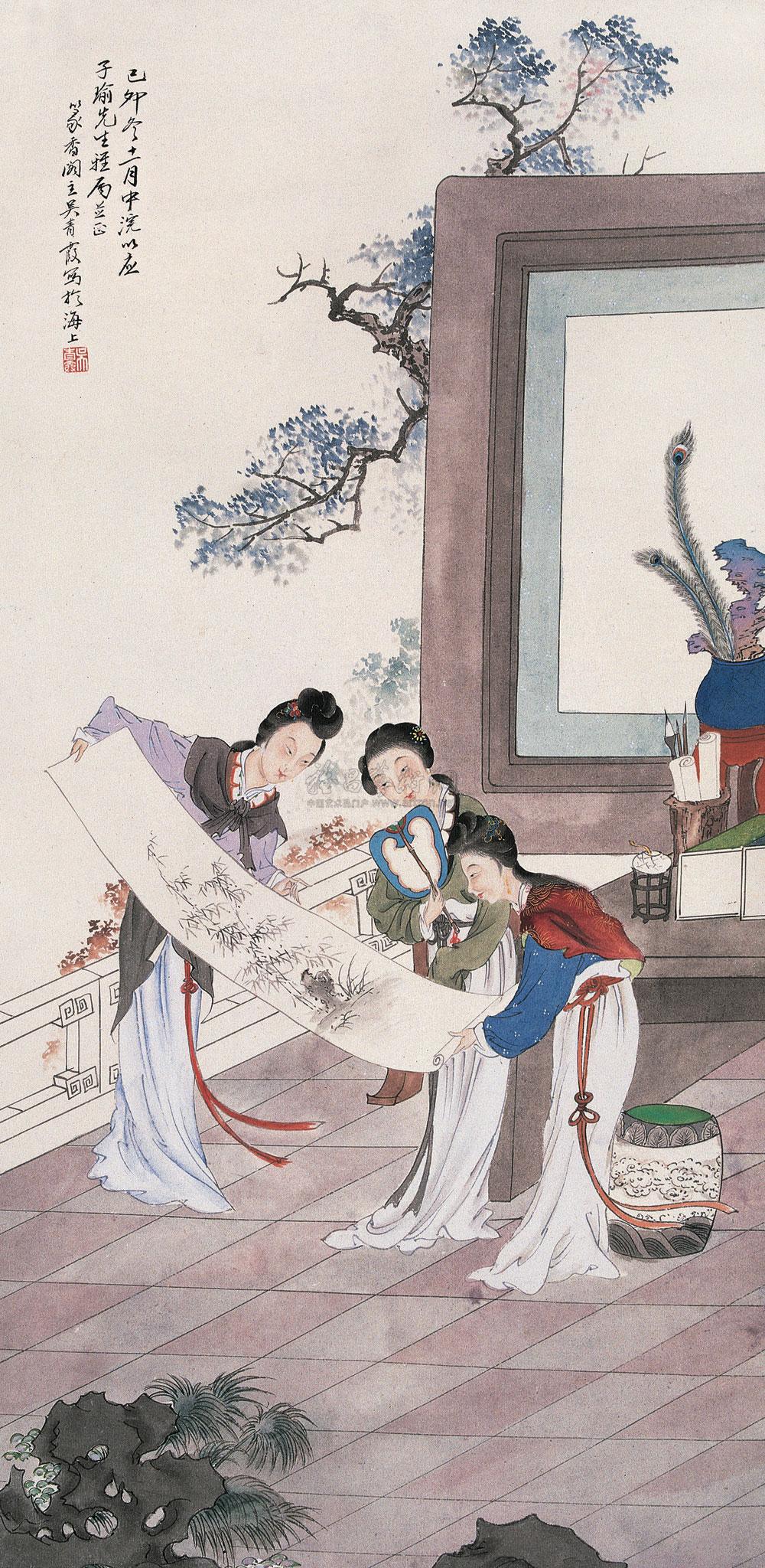 1494 赏画图 立轴 纸本