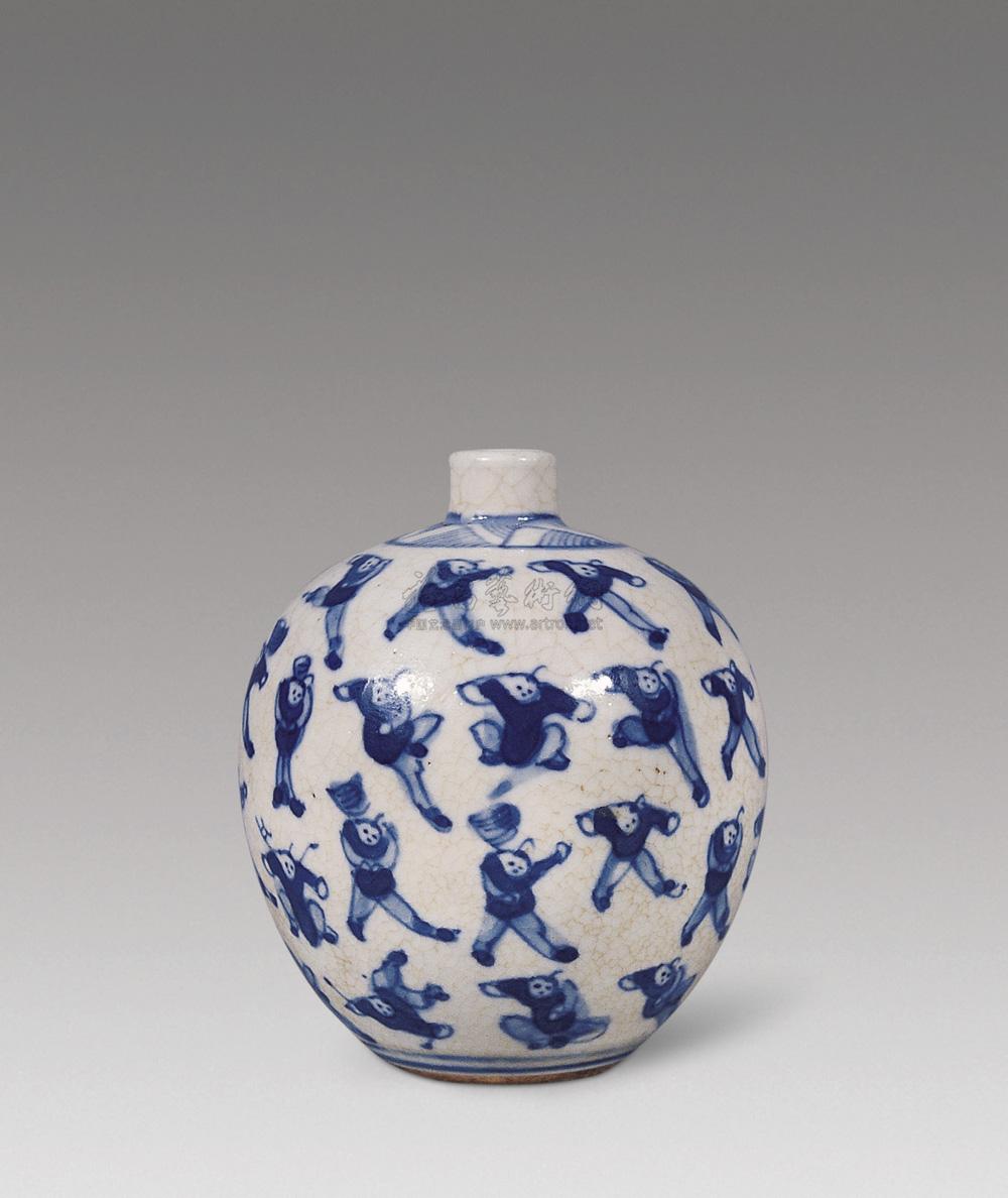 【清 浆胎青花百子小药罐】拍卖品_图片_价格_鉴赏_清代青花瓷器_雅昌