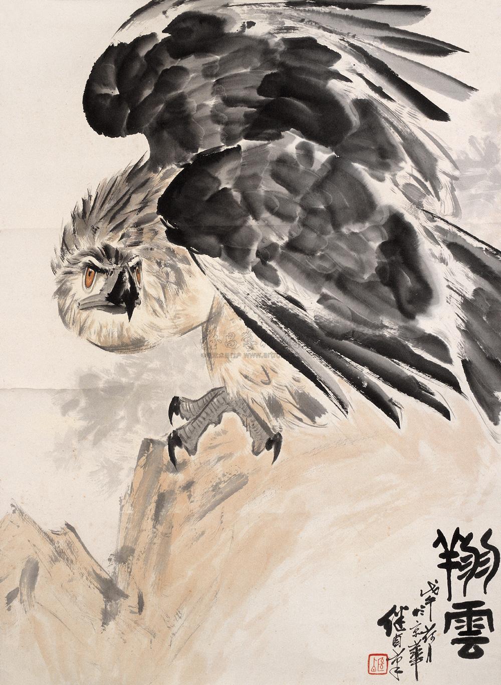 0417 1978年作 翔云 立轴 设色纸本