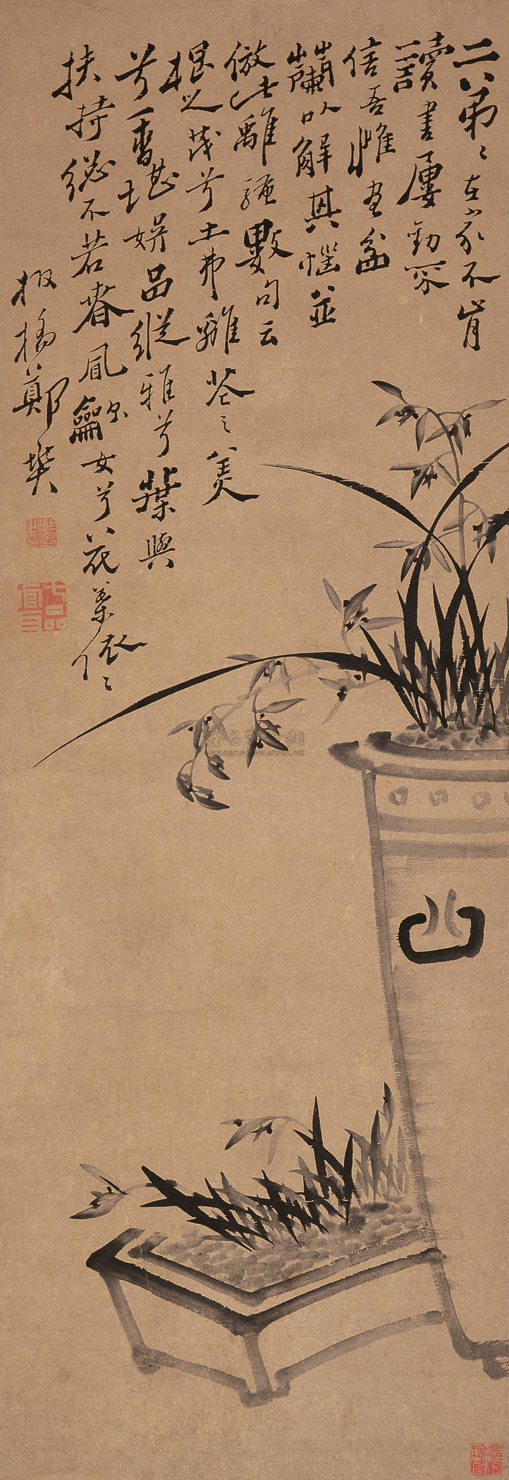 0366 兰花 立轴 纸本水墨