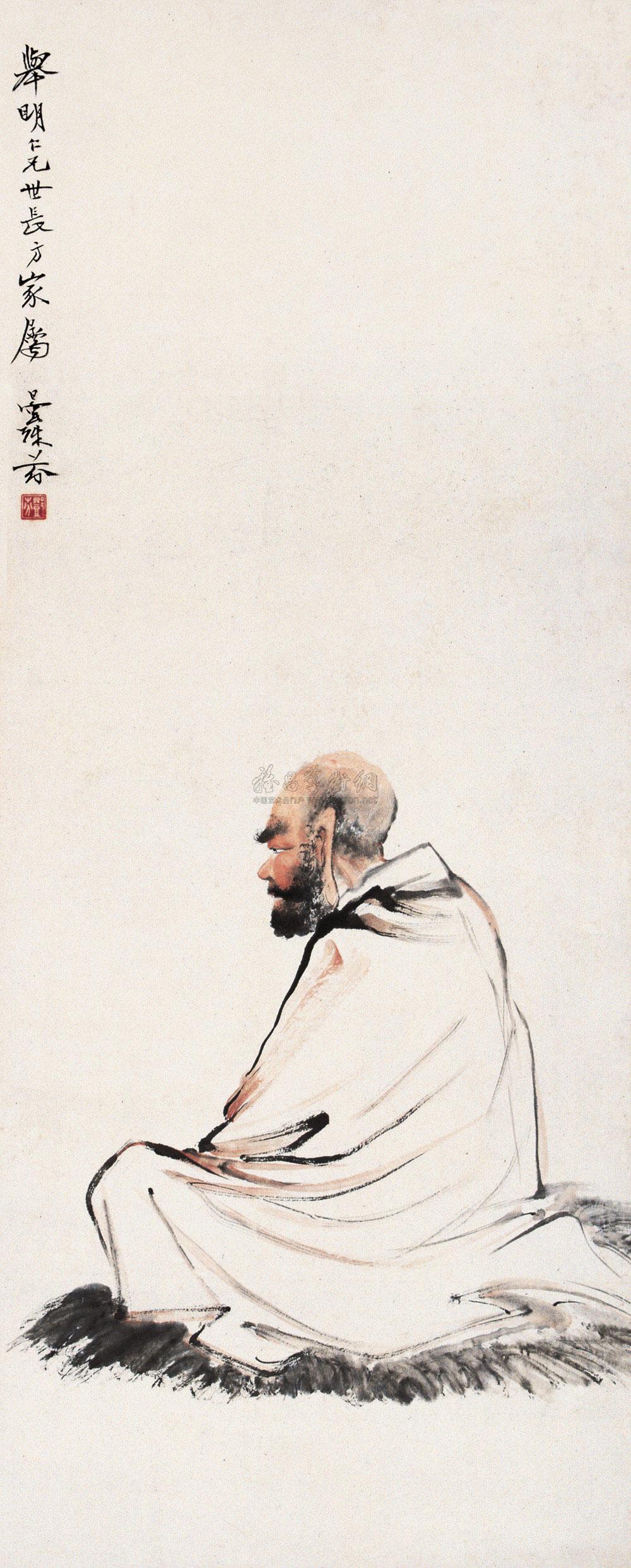 0701 达摩 立轴 设色纸本