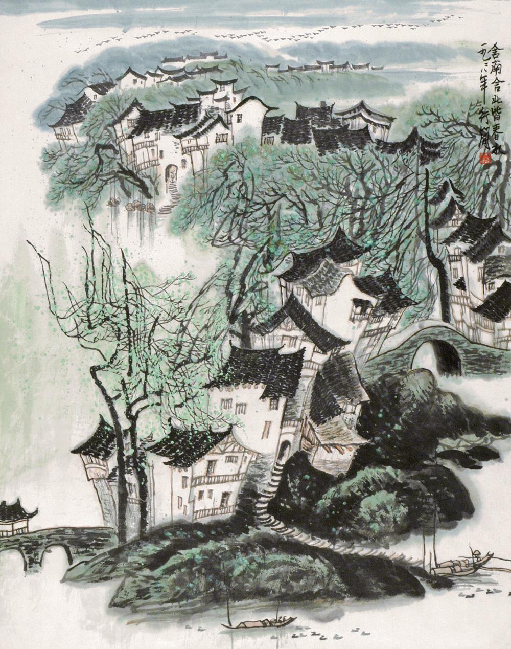 【舍南舍北皆春水 镜心 纸本】拍卖品_图片_价格_鉴赏_绘画_雅昌艺术