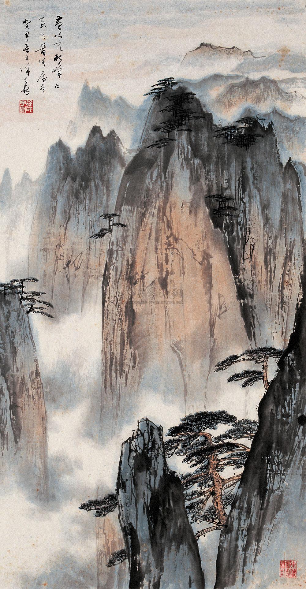 【1973年作 黄山天都峰 镜心 设色纸本】拍卖品_图片_价格_鉴赏_绘画