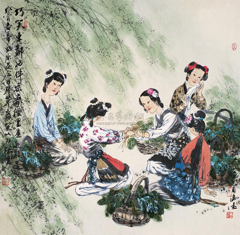 【2005年作 采桑图 镜心 设色纸本】拍卖品_图片_价格_鉴赏_绘画_雅昌