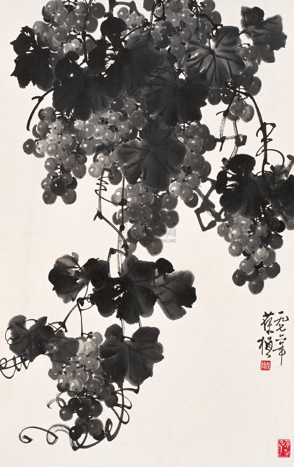 0541 水墨葡萄 立轴 水墨纸本