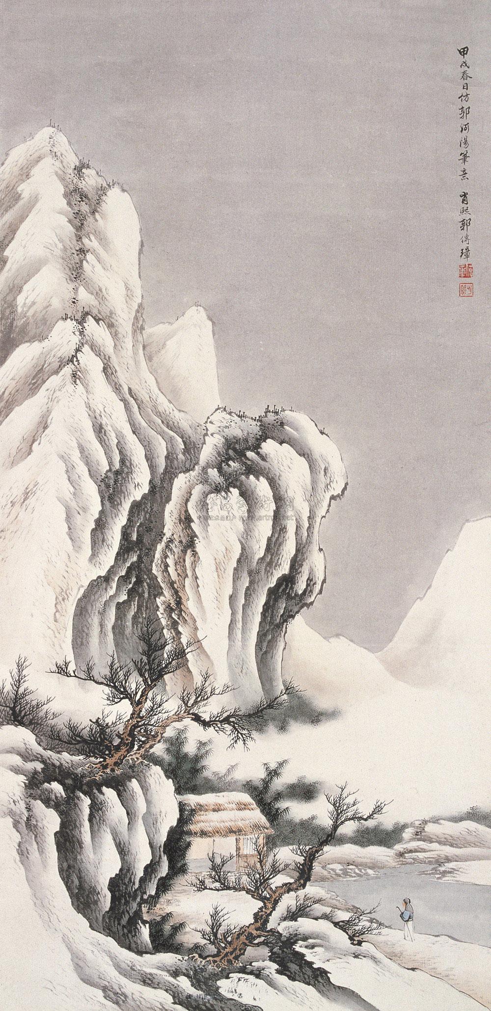 【甲戌(1934年作) 雪景山水 立轴 纸本】拍卖品_图片_价格_鉴赏_绘画