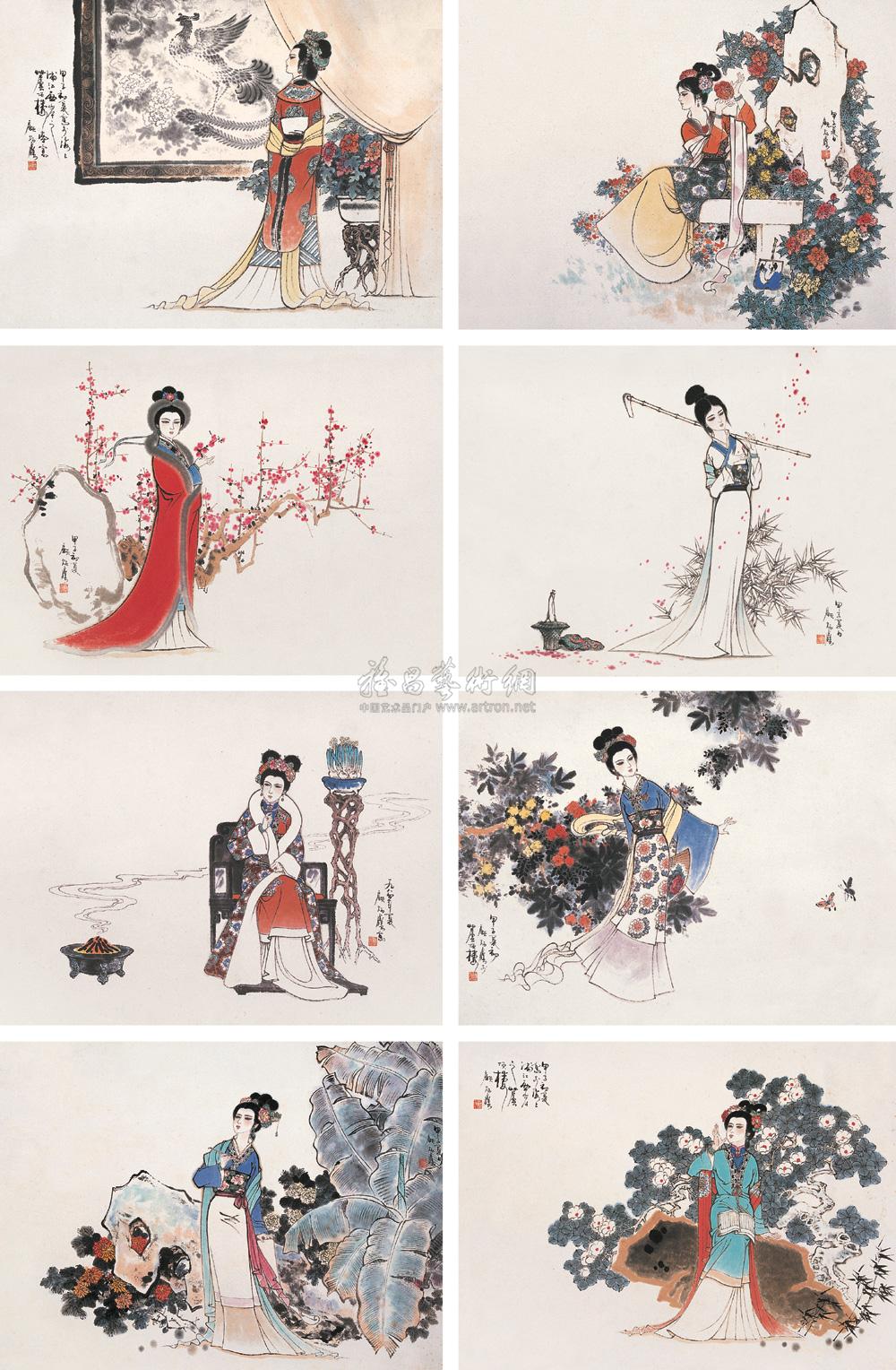 【1984年作 金陵十二钗 册页 纸本】拍卖品_图片_价格_鉴赏_绘画_雅昌