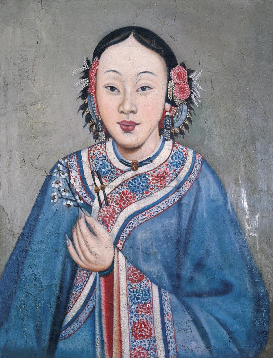 1108 清末女子 布面 油画