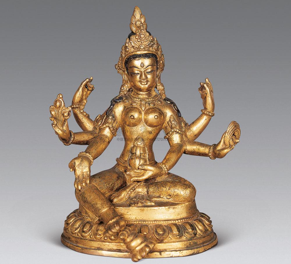 *2542 尼泊尔式 铜鎏金佛母像