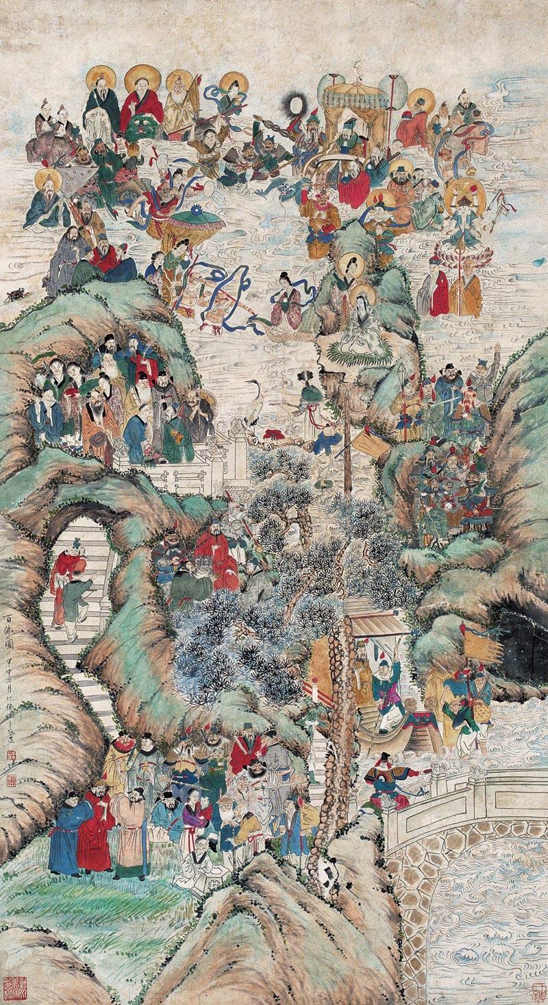 1488 1944年作 百佛图 立轴 设色纸本