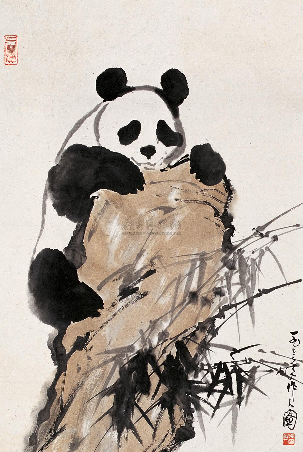 0052 熊猫 立轴 设色纸本