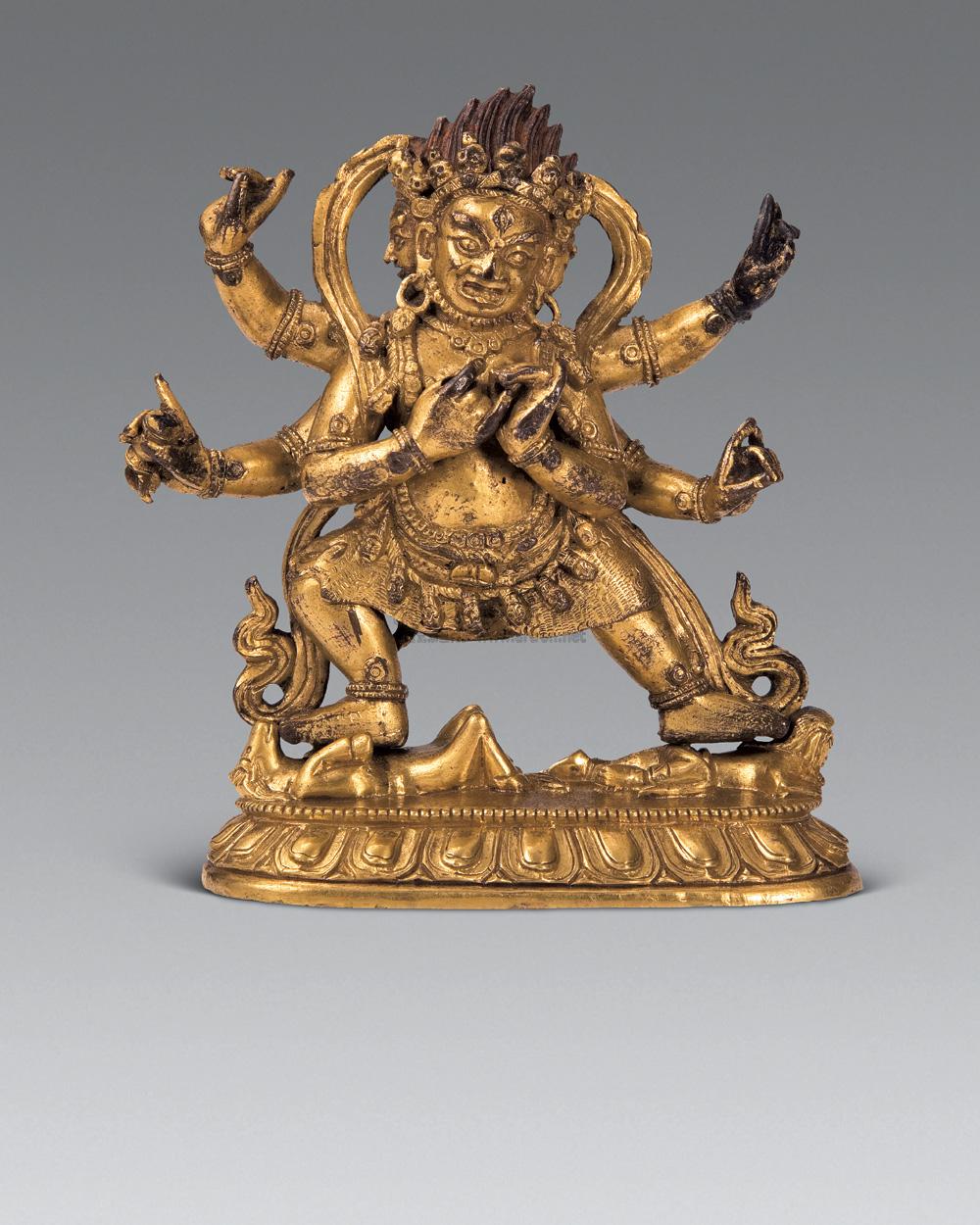 1162 18世纪 铜镀金六臂玛哈嘎拉像