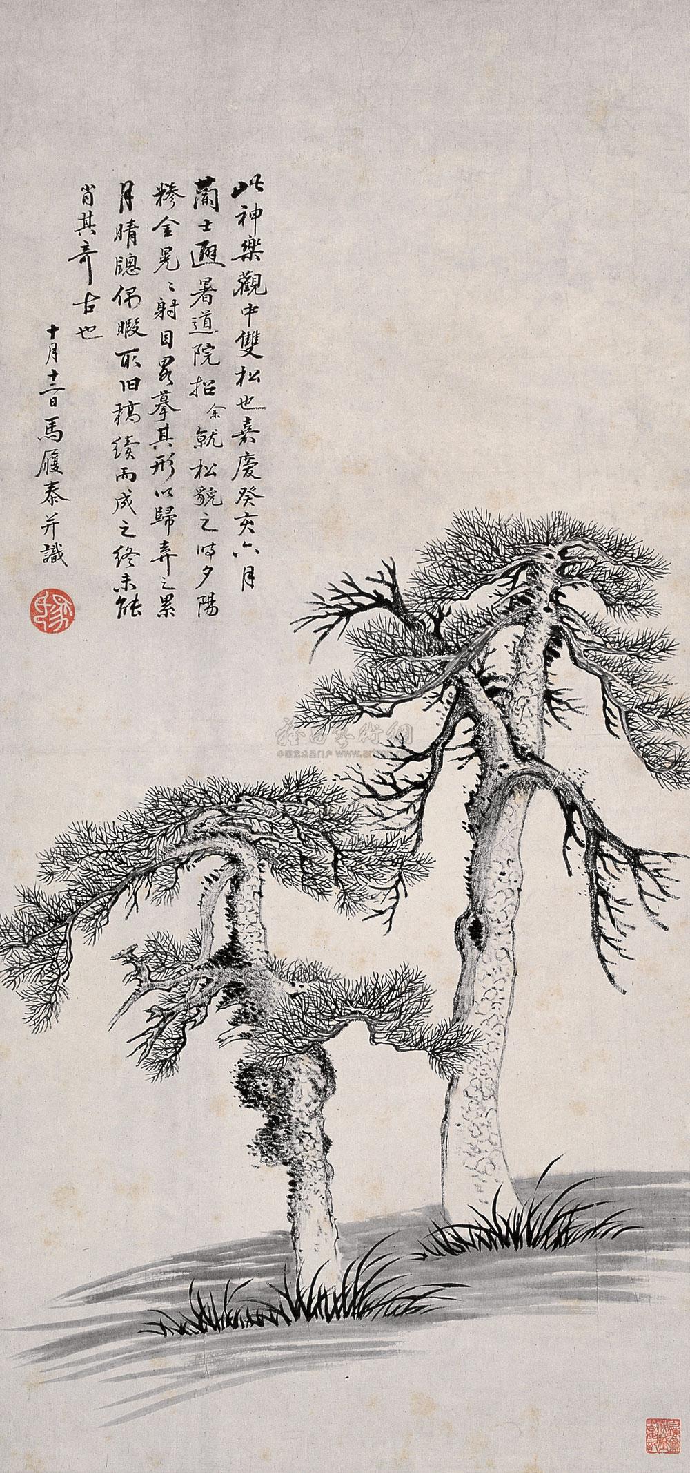 *2140 癸亥(1803年)作 双松图 立轴 纸本