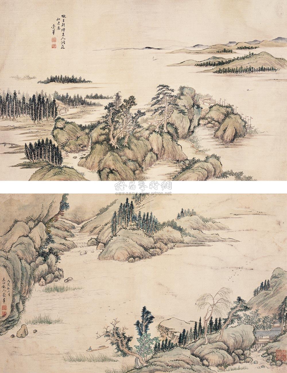 0840 1926年作 洞庭秋色图 (二张) 镜心 设色绢本
