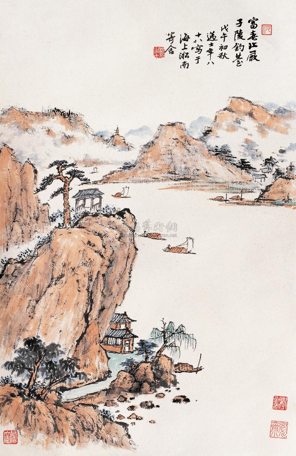 0522 1978年作 富春江严子陵钓台 立轴 纸本